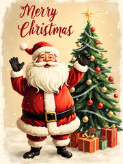 santa claus and christmas tree