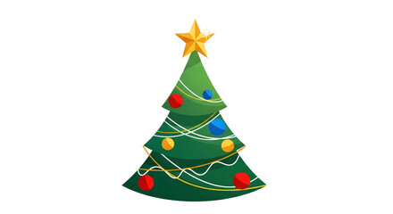 Christmas Tree with Lights and Star Illustration