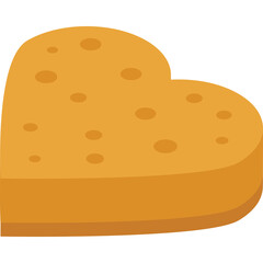 Golden Brown Heart Shaped Cookie with Textured Surface and Transparent Background