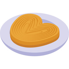 Golden Brown Heart Shaped Puff Pastry Cookie Served On A White Plate Isolated On Transparent Background For Dessert Or Snack