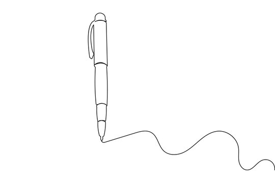 Minimalistic pen icon drawing a line vector illustration for office and writing theme
