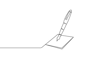 Minimalistic pen icon drawing a line vector illustration for office and writing theme
