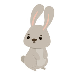 Adorable bunny with large ears and a cheerful expression. This vector illustration features a cute rabbit sitting upright, perfect for children s designs and prints.