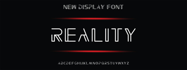 Creative Outline Double line monogram alphabet and tech fonts. Lines font regular uppercase and lowercase. Vector illustration.