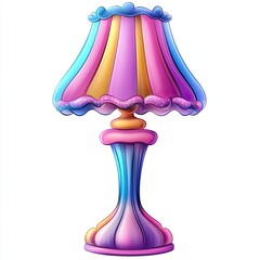 Cute Cartoon Floor Lamp on White Background