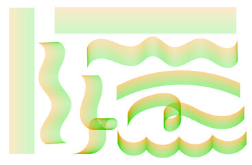 手書きリボンセットグラデーション オレンジ・グリーン