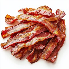 Crispy Bacon Pile on White Background