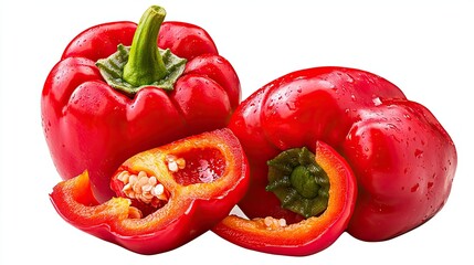 Vibrant Red Pepper Slice on White Background