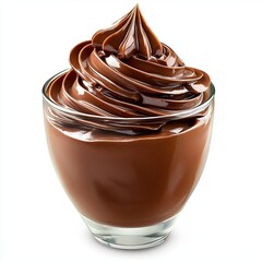 Smooth Creamy Chocolate Dessert on White Background