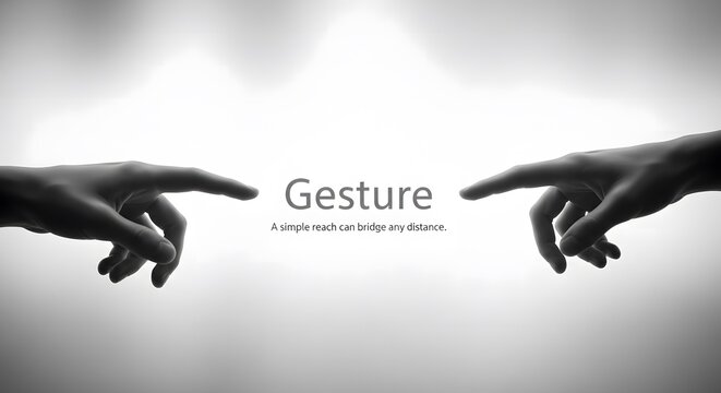 Hands reaching to gesture with the word gesture in the middle