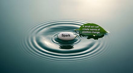 A stone creating ripples in water symbolizing positive change