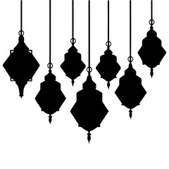 Obraz premium Hanging ramadan lanterns in silhouette against a white background