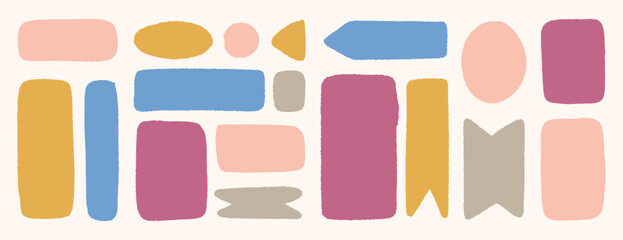 Colorful torn edge label shapes for text background, creative note elements in flat style