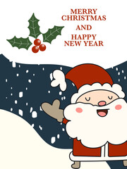 Merry Christmas and Happy New Year with Santa claus
