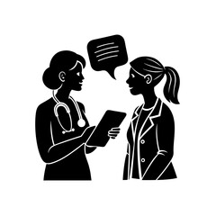 Doctor and patient discussing medical information with speech bubble illustration