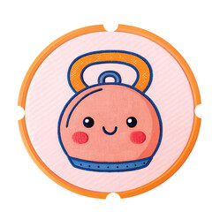 Charming kawaii kettlebell character bringing joy and motivation to fitness journeys and playful designs