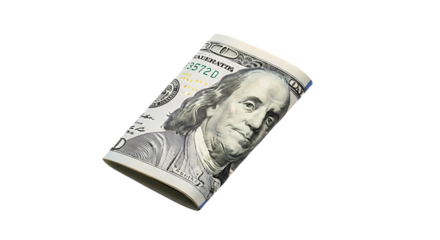 Rolled US One Hundred Dollar Bill Isolated money currency