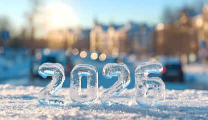 Frozen Ice Numbers 2026 Winter New Year Celebration