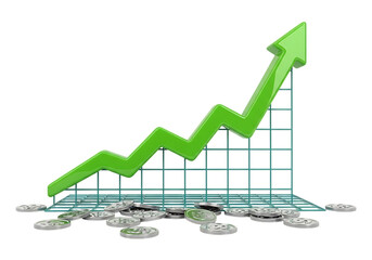 business graph on white background