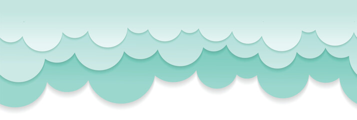 Soft paper cut background with layered blue shapes resembling clouds.