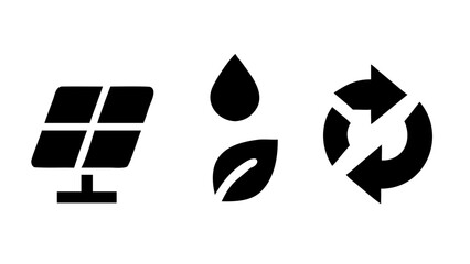 Vector art of renewable energy and sustainability a minimalist vector illustration showcasing solar power, water conservation, and recycling efforts for a greener future