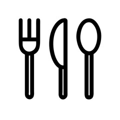 Vector art of cutlery icon includes fork, knife, and spoon icons perfect for illustrating restaurant, food, and dining concepts simple and elegant design
