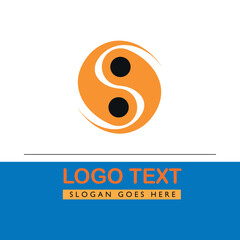 Orange yin yang symbol with black dots abstract blue