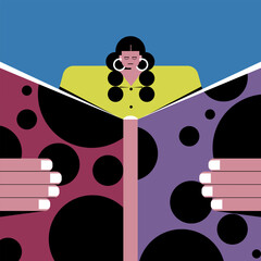 Illustration of a girl reading a book