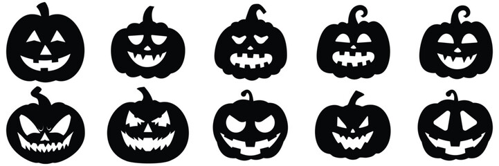 Fototapeta premium Halloween pumpkin silhouette set