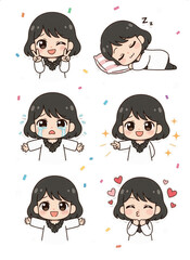 可愛いキャラクターの日常スタンプセット