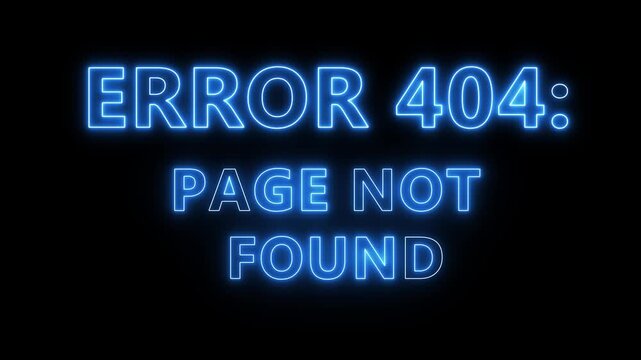 glowing with error 404 message in darkness. Perfect for cyber attack, data theft, and security breach themes. 4k video .