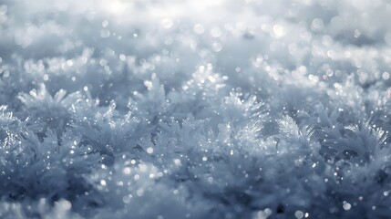 Sparkling Hoarfrost Ice Crystals Macro Winter Background