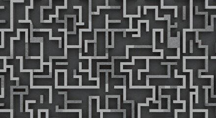 A grayscale maze composed of interconnected orthogonal pathways with shadows creating a 3D effect