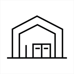 Simple Line Art Icon of a Barn or Warehouse Building with Double Doors symbol