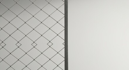 A metal chainlink fence frame on the right side Bright background