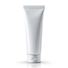 Blank White Cosmetic Tube with Flip- Top Cap on White Background cream lotion