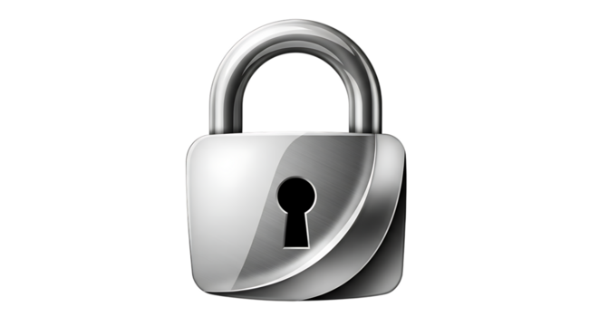 Shiny Silver Padlock Icon security safety