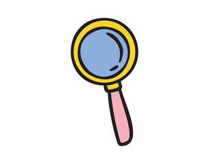Magnifying glass, colorful school doodle, hand drawn