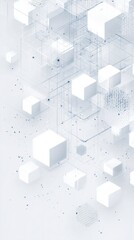 Black and white square geometric lines technology background, abstract minimalist poster design template, modern sci-fi pattern texture for business cover or web banner
