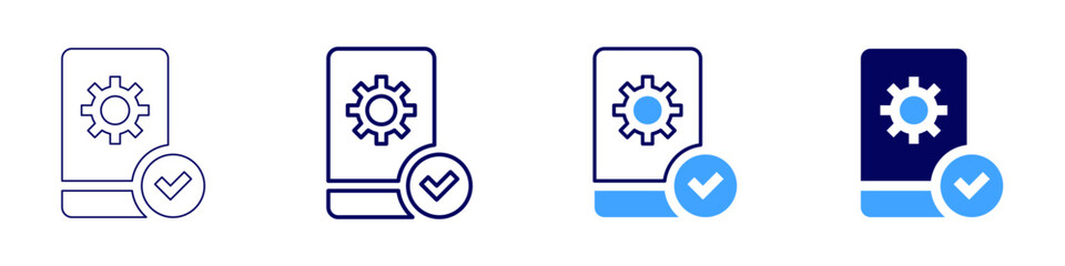 Record approval icon in 4 different styles. Thin Line, Line, Bold Line, Duotone. Duotone style. Editable stroke