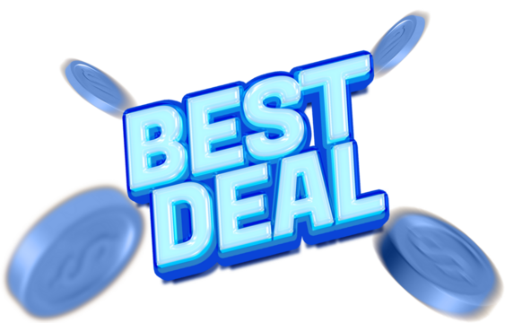 3D text label Best deal with glossy blue graphic template