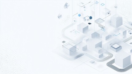 Black and white square geometric lines technology background, abstract minimalist poster design template, modern sci-fi pattern texture for business cover or web banner
