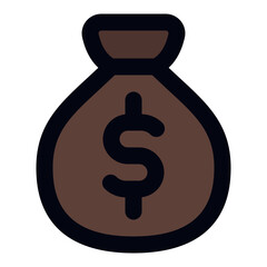 Money Bag Filled Line Icon Vector, Bold Outline Business and Finance Design for Modern Use
