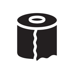 Toilet tissue paper roll icon linear silhouette on white background.