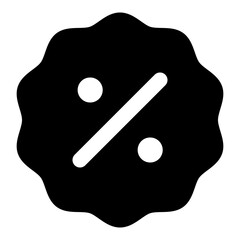 Badge Percent Glyph Icon Vector, Solid Design for Business and Finance Concept