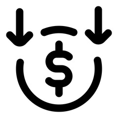 Dollar Down Line Icon Vector, Modern Outline Design for Business and Finance Concept