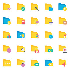 Flat color icons set for Archive folder
