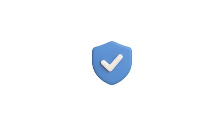 Blue Shield Check Mark Icon Safety Symbol 3D Render