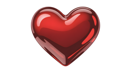 Lustrous Crimson Heart Icon - 3D Render on Transparent Background

