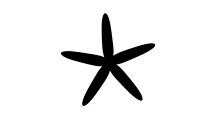 A stylized, hand-drawn illustration of a black starfish against a plain white background, suggesting a simple graphic element.